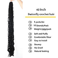 Lmzim 44 Inch Butterfly Crochet Hair 5 Packs Long Faux Locs Crochet Braids Hair For Black Women44 Inch 5 Pack 1B