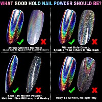 2 Jars Holographic Nail Powder Fine Rainbow Holo Mermaid Unicorn Mirror Laser Effect Multi Chrome Manicure Pigment Glitter Dust