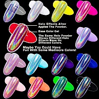 2 Jars Holographic Nail Powder Fine Rainbow Holo Mermaid Unicorn Mirror Laser Effect Multi Chrome Manicure Pigment Glitter Dust