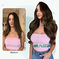 Full Shine Hair Extensions Clip In Human Hair 22 Inch Balayage Dark Brown To Light Brown Long Real Human Hair Clip In Extensions