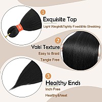 Black Prestretched Braiding Hair Silky Braid Hair Extensions Itch Free Crochet Twist Hair Braids Yaki Texture Original Braid