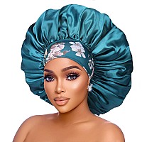 Silk Satin Bonnet Hair Cap 2Pcs 17Inch Diameter Extra Large Jumbo Sleeping Satin Bonnets With Comfortable Flower Band High De