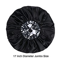 Silk Satin Bonnet Hair Cap 2Pcs 17Inch Diameter Extra Large Jumbo Sleeping Satin Bonnets With Comfortable Flower Band High De