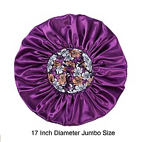 Silk Satin Bonnet Hair Cap 2Pcs 17Inch Diameter Extra Large Jumbo Sleeping Satin Bonnets With Comfortable Flower Band High De