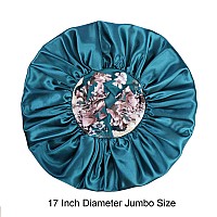 Silk Satin Bonnet Hair Cap 2Pcs 17Inch Diameter Extra Large Jumbo Sleeping Satin Bonnets With Comfortable Flower Band High De