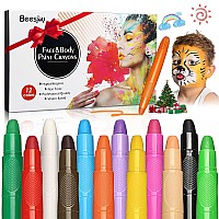 Beesjuy Face Painting Kits For Kids12 Color Water Based Face Paint Kit Washable Kids Body Paint For Makeup For Birthday Hall