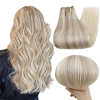 Full Shine Sew In Hair Extensions Real Human Hair 18 Inch Balayage Blonde Weft Hair Extensions Human Hair Silky Hair Weft Extens