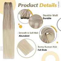 Full Shine Sew In Hair Extensions Real Human Hair 18 Inch Balayage Blonde Weft Hair Extensions Human Hair Silky Hair Weft Extens