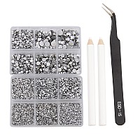 Ncb 8000Pcs Non Hotfix Rhinestones 10 Sizes Flatback Crystal Glass Rhinestones With Tweezers And Picking Pen For Nail Art Clothe