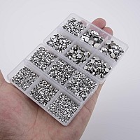 Ncb 8000Pcs Non Hotfix Rhinestones 10 Sizes Flatback Crystal Glass Rhinestones With Tweezers And Picking Pen For Nail Art Clothe