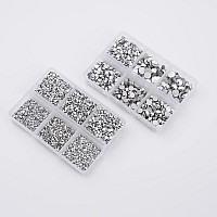 Ncb 8000Pcs Non Hotfix Rhinestones 10 Sizes Flatback Crystal Glass Rhinestones With Tweezers And Picking Pen For Nail Art Clothe