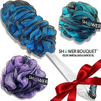 Loofahcharcoal Backscrubber Bathsponge Colorset Byshowerbouquet 1 Longhandlebackbrush Plus 2 Extra Large 75G Soft Me