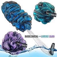 Loofahcharcoal Backscrubber Bathsponge Colorset Byshowerbouquet 1 Longhandlebackbrush Plus 2 Extra Large 75G Soft Me