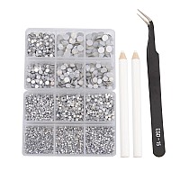 Ncb 8000Pcs Non Hotfix Rhinestones 10 Sizes Flatback Crystal Glass Rhinestones With Tweezers And Picking Pen For Nail Art Clothe