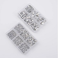 Ncb 8000Pcs Non Hotfix Rhinestones 10 Sizes Flatback Crystal Glass Rhinestones With Tweezers And Picking Pen For Nail Art Clothe