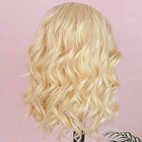 Andria Short Wig Black With Blonde Streak Colorful Wavy Lace Front Wigs For Women Natural Loose Wave Wigs Synthetic Heat Resista