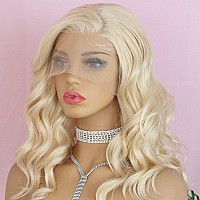 Andria Short Wig Black With Blonde Streak Colorful Wavy Lace Front Wigs For Women Natural Loose Wave Wigs Synthetic Heat Resista