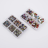 Ncb 8000Pcs Non Hotfix Rhinestones 10 Sizes Flatback Crystal Glass Rhinestones With Tweezers And Picking Pen For Nail Art Clothe