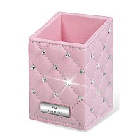 Loryp Makeup Brush Holder Crystal Brushes Cup Pink Pu Make Up Brush Case Bag Storage For Women