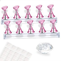 Misself Nail Holder For Nail Art Practice Nail Stands For False Nails Painting 30 Pcs Of Adhesive Putty 1 Crystal Base 2 Sets