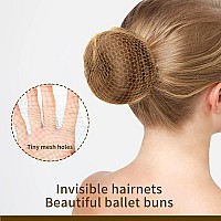 Hair Nets, YGDZ 40pcs Invisible Hair Net for Ballet Buns, Small Elastic Edge Mesh, 40pcs U Shaped Pins, 10pcs Hair Elastic Bands, Bun Net, Wig Nets for Ballet Dance, Girl, Kid (30cm, Light Coffee)