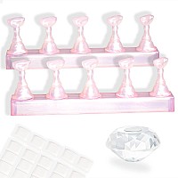 Misself Nail Holder For Nail Art Practice Nail Stands For False Nails Painting 30 Pcs Of Adhesive Putty 1 Crystal Base 2 Sets