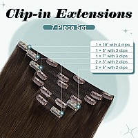 Full Shine Clip In Hair Extensions Real Human Hair Dark Brown Remy Human Hair Extensions Clip Ins Darkest Brown Brazilian Natura