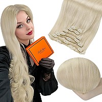 Full Shine Blonde Real Hair Extensions Clip In Human Hair Platinum Blonde Clip In Hair Extensions Human Hair Straight 22 Inch 12