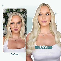 Full Shine Blonde Real Hair Extensions Clip In Human Hair Platinum Blonde Clip In Hair Extensions Human Hair Straight 22 Inch 12