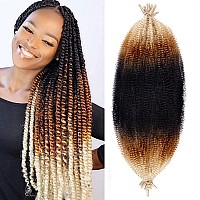 8 Packs Pre-Separated Springy Afro Twist Hair 20 Inch 3 Tones Spring Twist Hair For Distressed Soft Locs Marley Twist Braiding Hair Synthetic Hair Extension For Black Women (10 Strands/Pack,1B27613#)