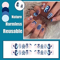 Qingge Valentines Day Nude Press On Nails Short Colorful Hollow Heart Fake Nails Lips False Nails With Glue On Nails Square Sti