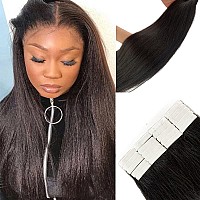 Human Hair Light Yaki Straight Tape In Extensions For Black Women Black Tape In Hair Extensions 20Pcs Skin Weft Yaki Straight Ta