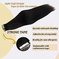 Human Hair Light Yaki Straight Tape In Extensions For Black Women Black Tape In Hair Extensions 20Pcs Skin Weft Yaki Straight Ta