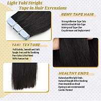 Human Hair Light Yaki Straight Tape In Extensions For Black Women Black Tape In Hair Extensions 20Pcs Skin Weft Yaki Straight Ta