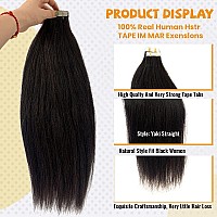 Human Hair Light Yaki Straight Tape In Extensions For Black Women Black Tape In Hair Extensions 20Pcs Skin Weft Yaki Straight Ta