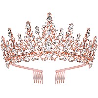 Curasa Rose Gold Crystal Tiaras And Crowns With Comb Princess Crown For Women Rhinestones Wedding Crown For Bride Birthday Crown