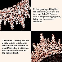 Curasa Rose Gold Crystal Tiaras And Crowns With Comb Princess Crown For Women Rhinestones Wedding Crown For Bride Birthday Crown