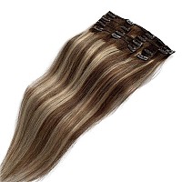 Clip In Hair Extensions Balayage Brown To Blonde Real Hair Extensions Clip In Human Hair 15 Inch Short Thick Human Hair Extensio