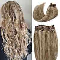 Hair Extensions Real Human Hair Blonde And Brown Balayage Clip In Hair Extensions Human Hair Seamless Ash Brown And Platinum Blo