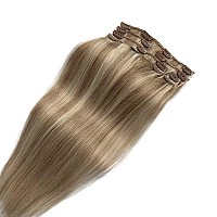 Hair Extensions Real Human Hair Blonde And Brown Balayage Clip In Hair Extensions Human Hair Seamless Ash Brown And Platinum Blo