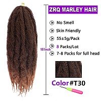 Zrq 8 Packs Marley Hair 18 Inch Afro Kinky Marley Twist Braiding Hair Ombre Marley Twist Curly Hairbrown Curly Twist Marley Ha