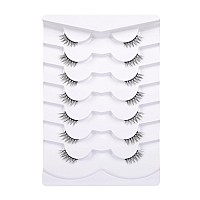 Gmagictobo False Eyelashes Short Natural Half Lashes Wispy 3D Faux Mink Lashes Pack Soft Strip Fake Eyelashes 7 Pairs Multipack