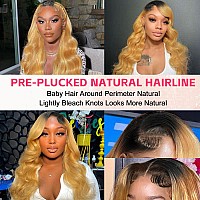 Faba Honey Blonde Lace Front Wigs Human Hair 30 Inch Black Roots Blonde Human Hair Wig 180 Density 13X4 1B27 Hd Lace Front Wig