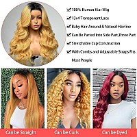 Faba Honey Blonde Lace Front Wigs Human Hair 30 Inch Black Roots Blonde Human Hair Wig 180 Density 13X4 1B27 Hd Lace Front Wig