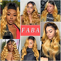 Faba Honey Blonde Lace Front Wigs Human Hair 30 Inch Black Roots Blonde Human Hair Wig 180 Density 13X4 1B27 Hd Lace Front Wig