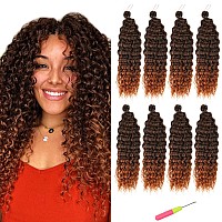 MAYSA Ocean Wave crochet Hair 14 Inch Soft Deep Wave Braiding Hair 8Packs Wavy Synthetic crochet curly crochet Hair (14A, 1BT30)