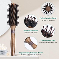 Round Brush For Blow Drying Lorsex Boar Bristle Hair Brush For Women Men Round Hairbrush For Add Shinevolume Minimize Damage