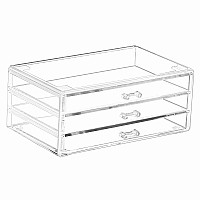 Cq Acrylic Drawer Organizer With 3 Long Drawers Stacking Office Supply Organizer And Desk Pen Storage And Stationary Organizer C