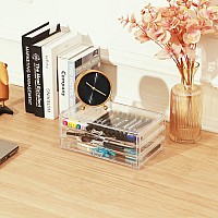 Cq Acrylic Drawer Organizer With 3 Long Drawers Stacking Office Supply Organizer And Desk Pen Storage And Stationary Organizer C