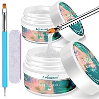 Builder Gel Lofuanna 2PCS LED/UV Clear Gel Builder For Nails Self-Leveling Formula Builder Gel with Nail Art Brush Nail File for Beginners Nail Strengthen Gel Nail Art Manicure Set for Strengthening Natural Nails and Sculpting Nail Extension at Home Profe